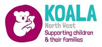 a logo containing two cartoon koala bears and text that reads Koala North West Supporting children & their families.png